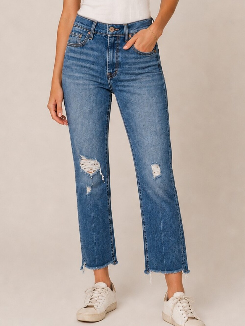 MOTHER Insider Crop Step Chew Jeans Dancing On Coals Distressed High Rise Size27